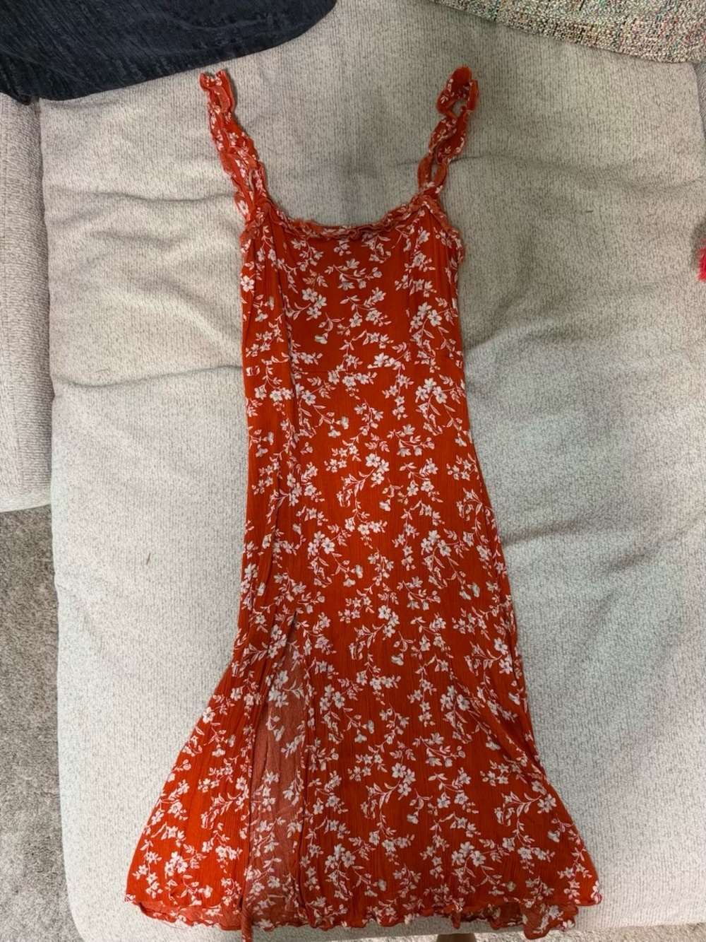 Lulu's Floral Ruffled Strap Midi Dress